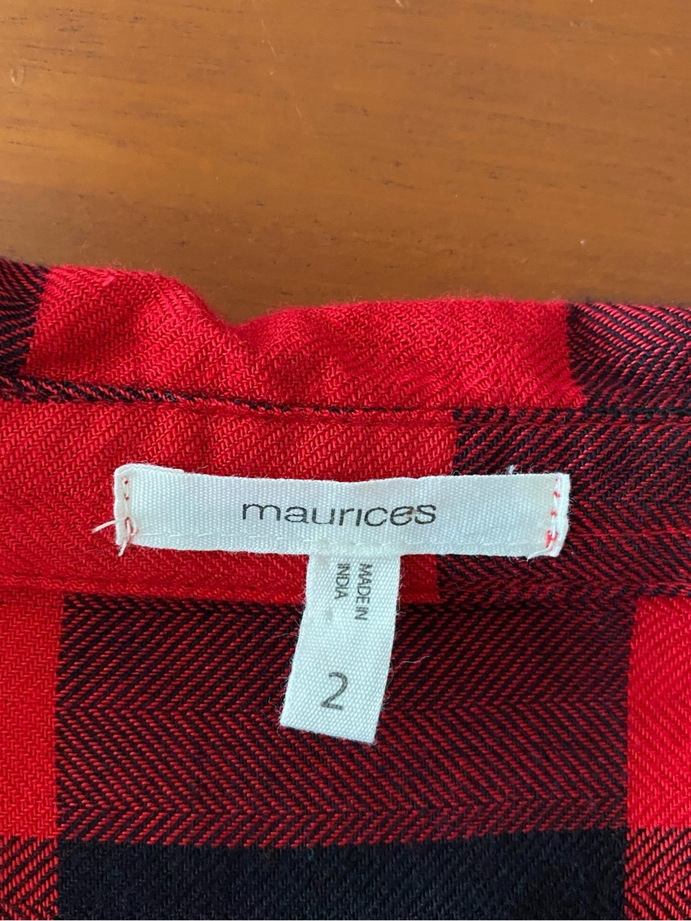 Maurices | Red/Black Buffalo Plaid 100% Rayon Tab-Sleeve Button-Down Shirt Sz 2X - Picture 10 of 16